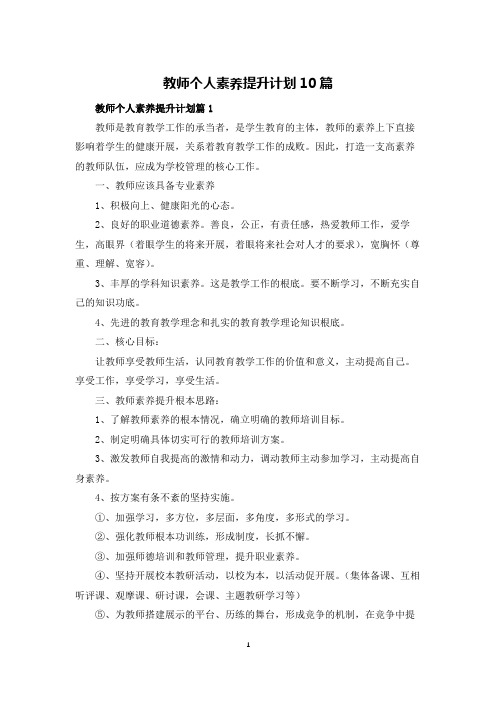 教师个人素养提升计划10篇