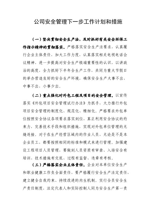 总结篇——公司安全管理下一步工作计划和措施