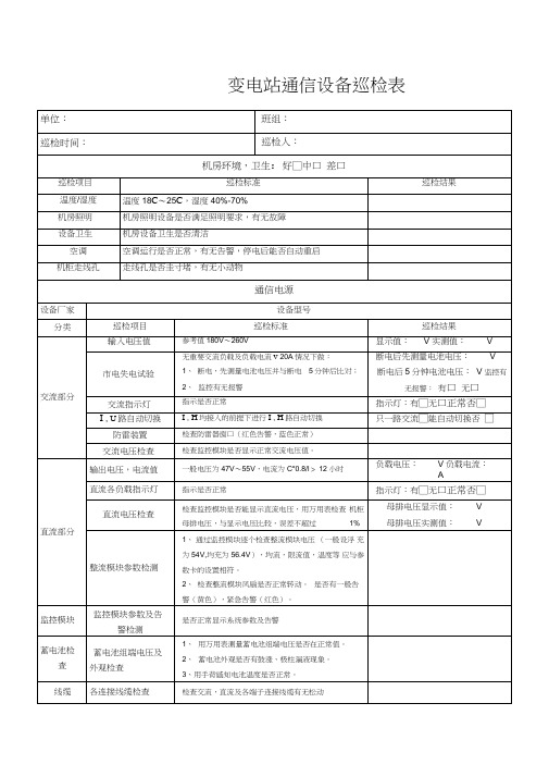 变电站通信设备巡检记录模板