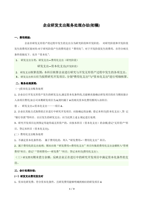 研发支出账务处理办法(初稿)