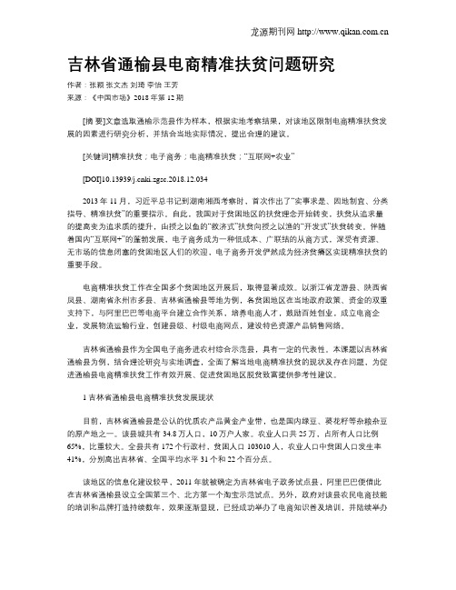 吉林省通榆县电商精准扶贫问题研究