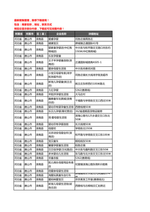 新版河北省唐山市滦南县母婴店企业公司商家户名录单联系方式地址大全59家