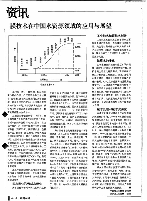 膜技术在中国水资源领域的应用与展望