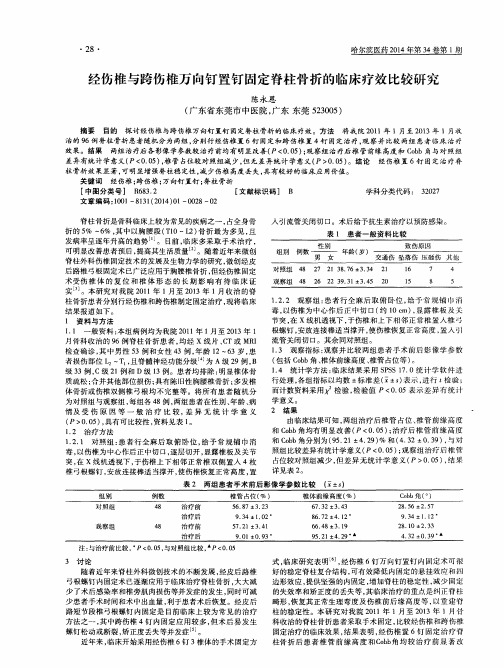 经伤椎与跨伤椎万向钉置钉固定脊柱骨折的临床疗效比较研究