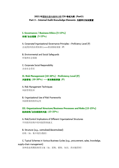 年国际注册内部审计师cia考试科目考试大纲(part 3)