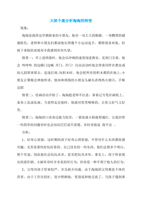 大班个案分析淘淘的转变