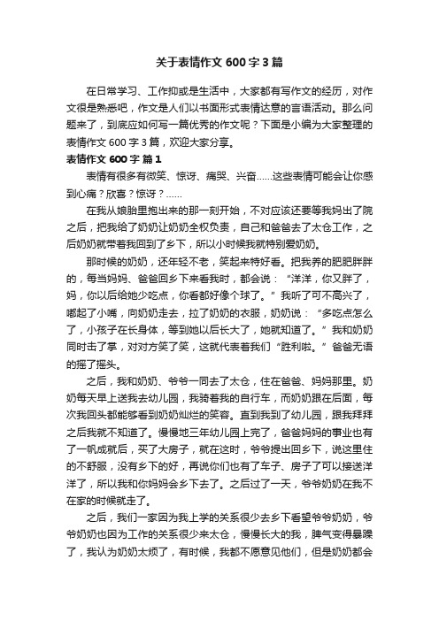 关于表情作文600字3篇