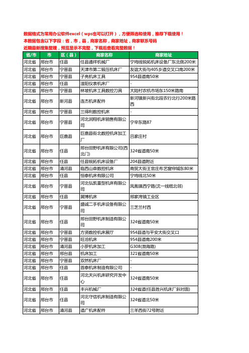 2020新版河北省邢台市机床工商企业公司商家名录名单联系电话号码地址大全77家