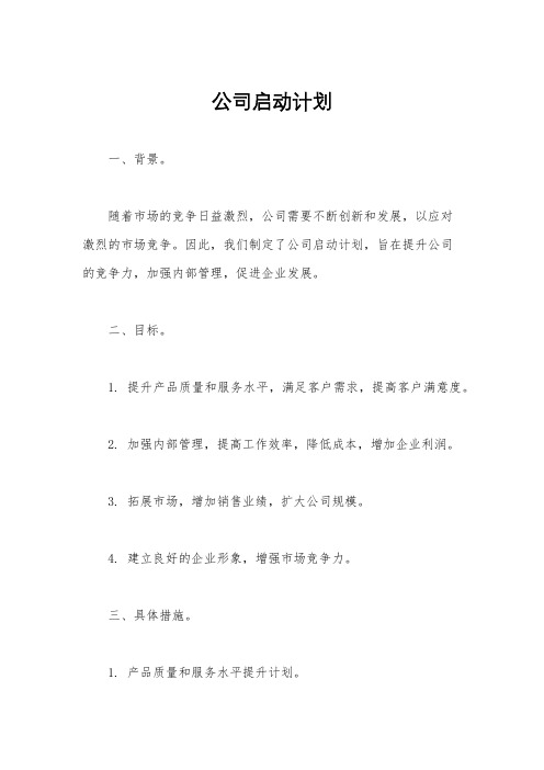 公司启动计划