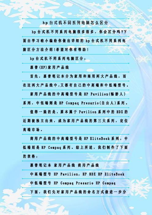 最新整理hp台式机不同系列电脑怎么区分