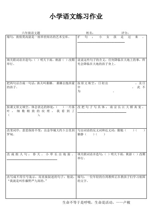 小学六年级语文课堂延伸练习III (97)