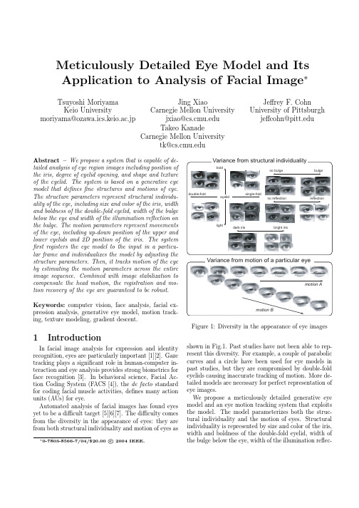 Meticulously Detailed Eye Model and its Application to Analysis of Facial Image