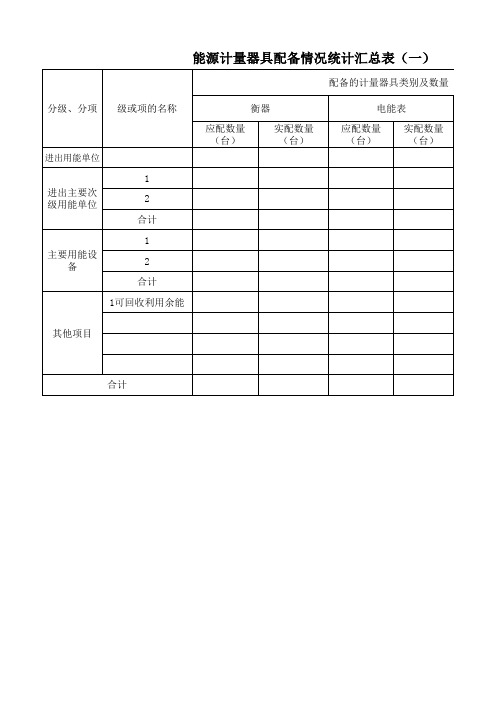 能源计量器具配备情况统计汇总表(一)