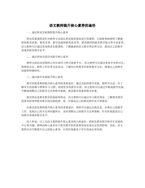 语文教师提升核心素养的途径