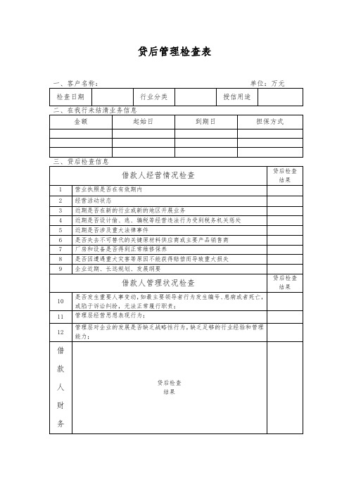 企业贷后管理检查表