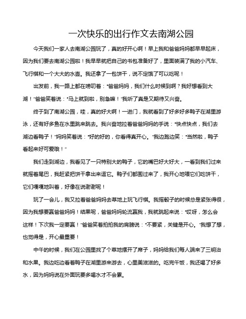 一次快乐的出行作文去南湖公园