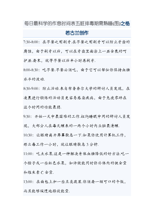 每日最科学的作息时间表