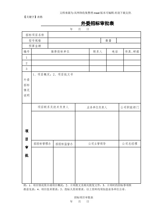 【表格】招投标常用表格全DOC