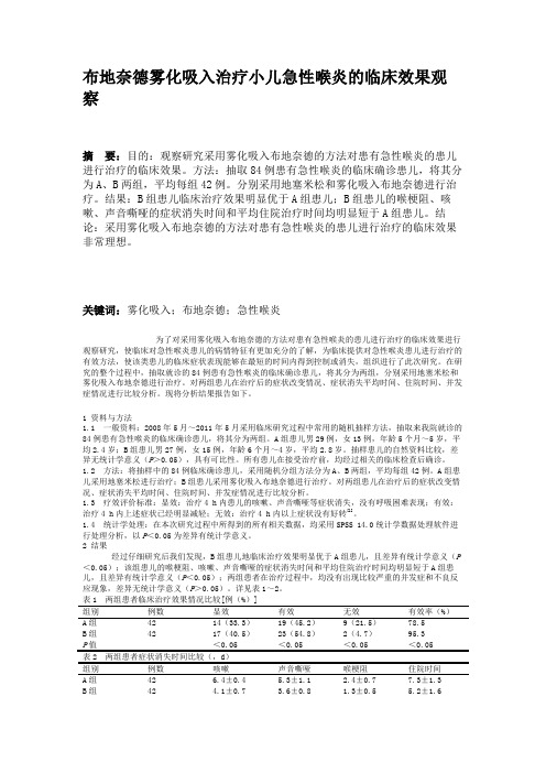 布地奈德雾化吸入治疗小儿急性喉炎的临床效果观察.