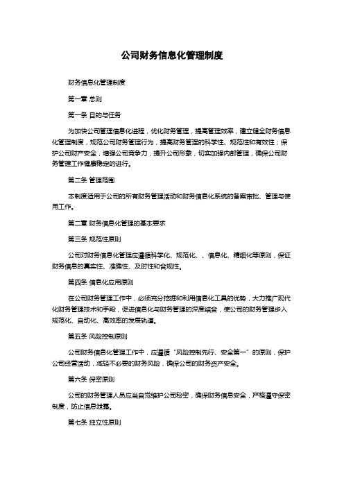 公司财务信息化管理制度