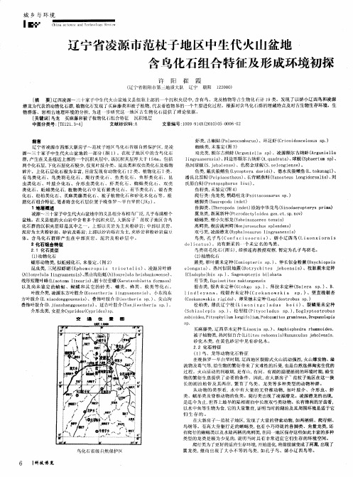 辽宁省凌源市范杖子地区中生代火山盆地含鸟化石组合特征及形成环境初探