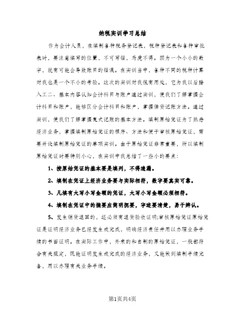 纳税实训学习总结（2篇）