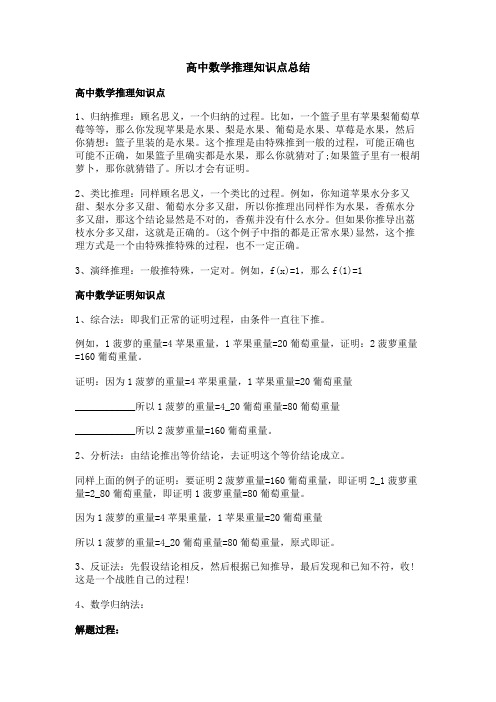 高中数学推理知识点总结