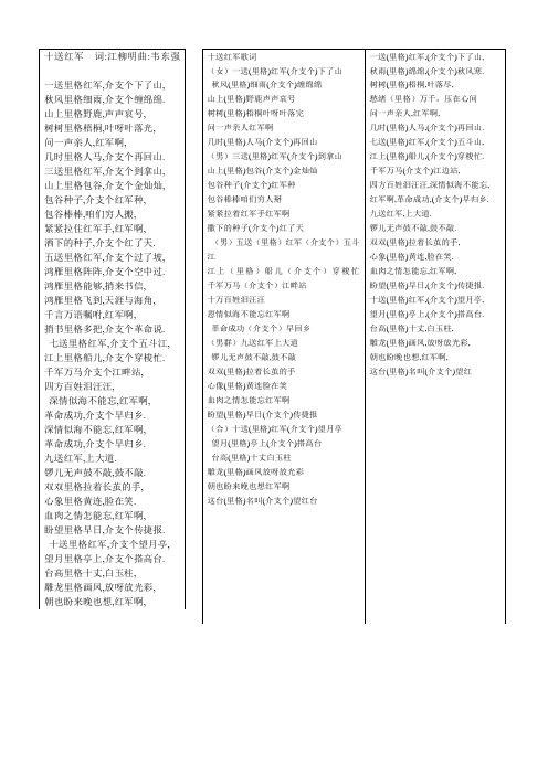 十送红军歌词