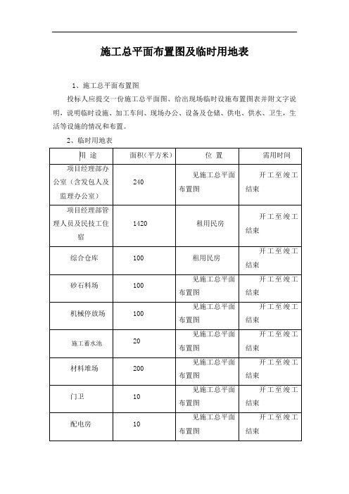 施工总平面布置图及临时用地表