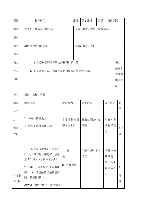 程序框图 说课稿 教案 教学设计