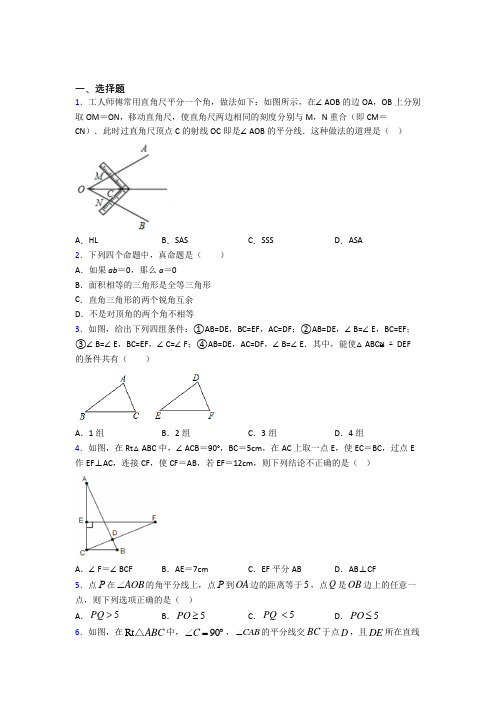 成都武侯外国语学校八年级数学上册第二单元《全等三角形》测试卷(包含答案解析)