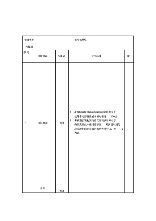 项目分项考核评分表