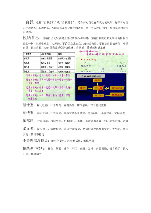 大一期末心理健康课复习要点