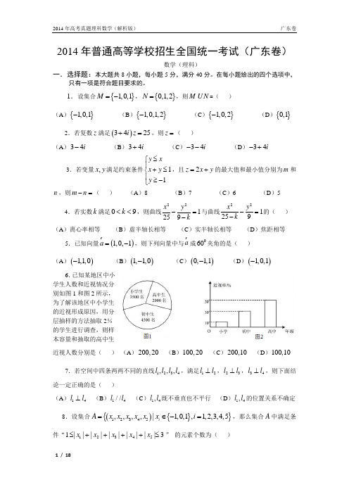 14年高考真题——理科数学(广东卷)