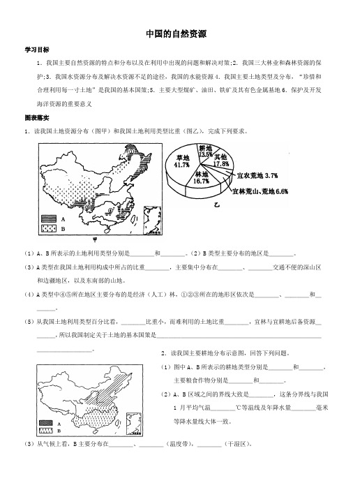 2016年高考复习中国的自然资源导学案