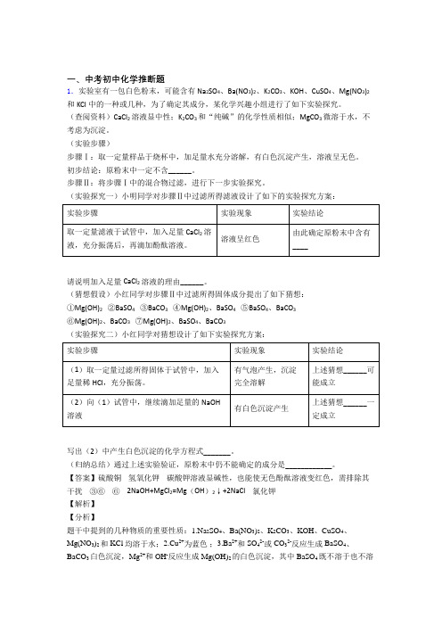 2020-2021备战中考化学复习推断题专项易错题及详细答案