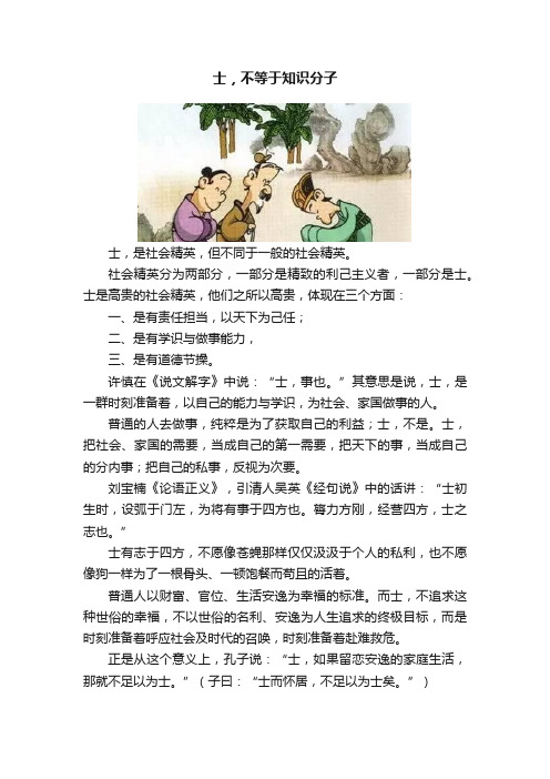 士，不等于知识分子