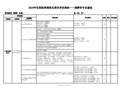 最新麻醉科规培基地认证标准