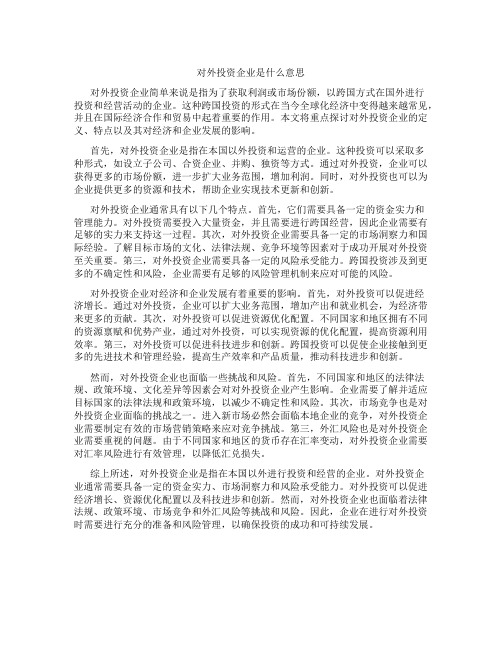 对外投资企业是什么意思