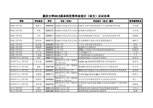 2013届重庆大学优秀毕业设计论文