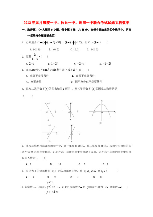 湖南省醴陵市高三数学第五次月考 文