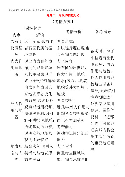 山东版202地理复习三地表形态的变化精练含解析