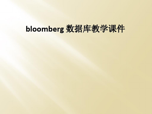 bloomberg 数据库教学课件