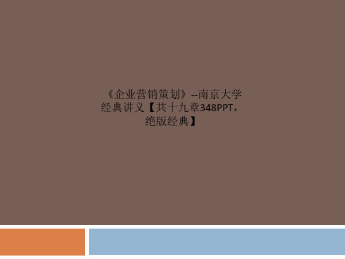 《企业营销策划》--南京大学经典讲义【共十九章348PPT,绝版经典】