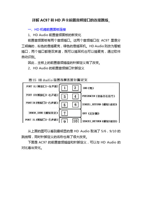 详解AC97和HD声卡前置音频接口的连接跳线_