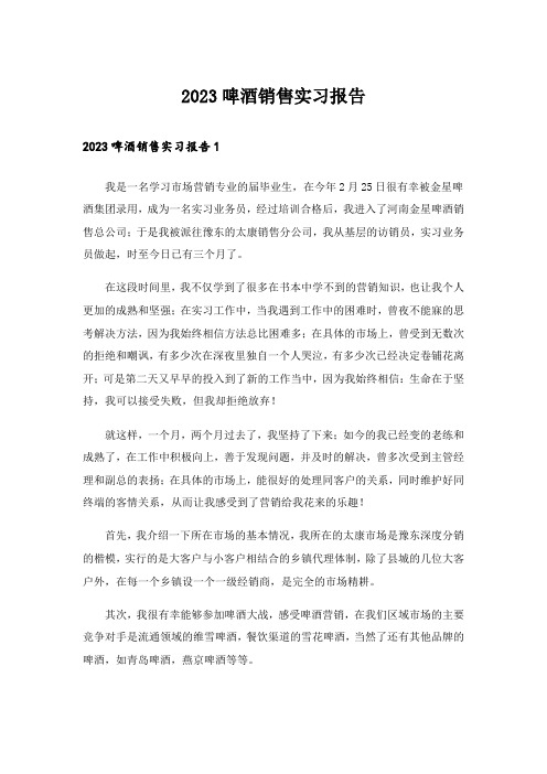 2023啤酒销售实习报告_1