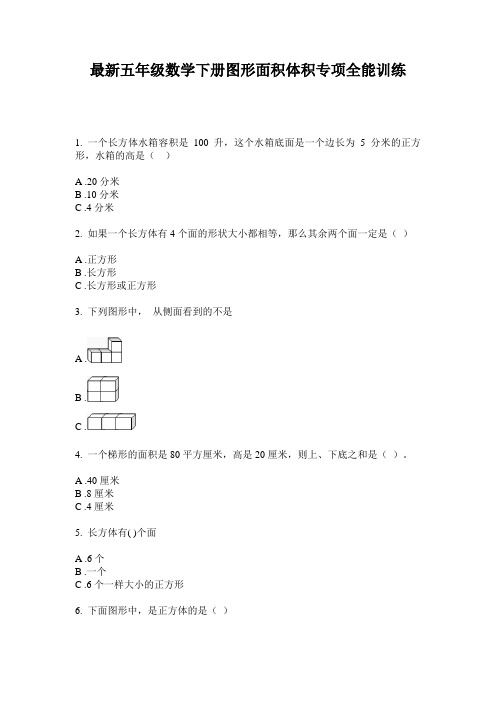 最新五年级数学下册图形面积体积专项全能训练