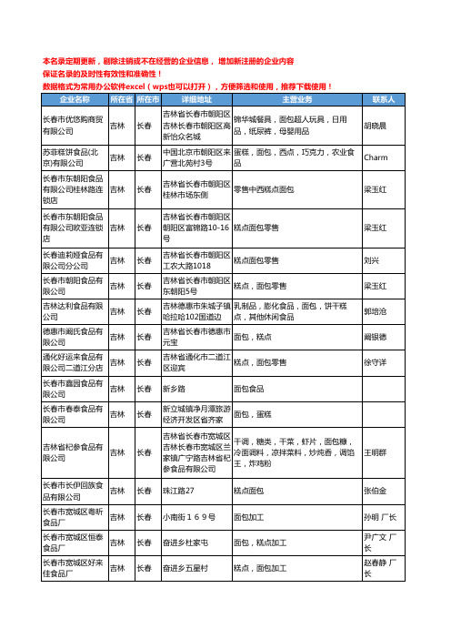 2020新版吉林省长春面包工商企业公司名录名单黄页大全40家