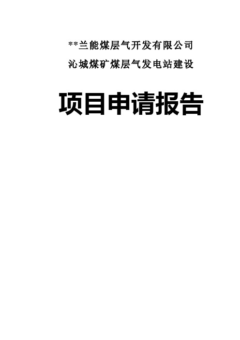 某煤业集团煤层气发电站建设投资项目申请报告