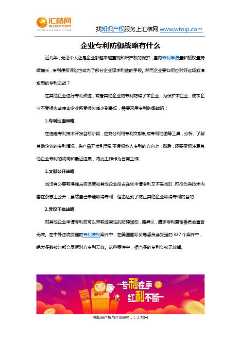 专利- 企业专利防御战略有什么